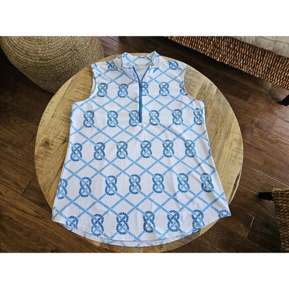 JoFit Sleeveless Mock Neck Performance Golf Shirt Womens Size XL Nautical - Picture 1 of 7